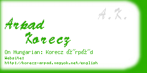 arpad korecz business card